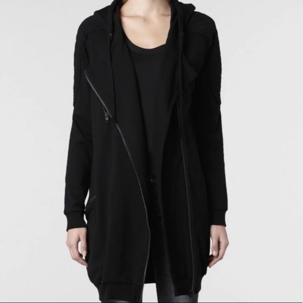 All Saints Long Black Hoodie